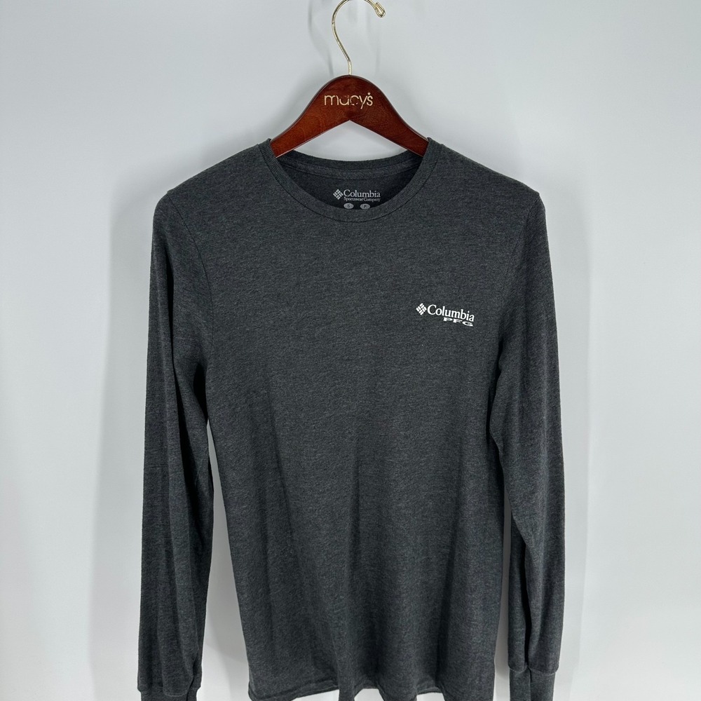 Columbia PFG Performance Fishing Gear Graphic Spell Out T-Shirt Gray Size S‎
